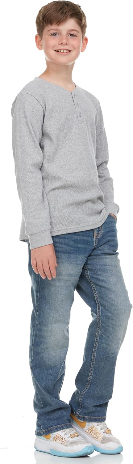 Boys' 2-Pack Thermal Henley Tops - Cozy, Breathable Long Sleeve Shirts for School and Play, Sizes 4-18 - Image 5
