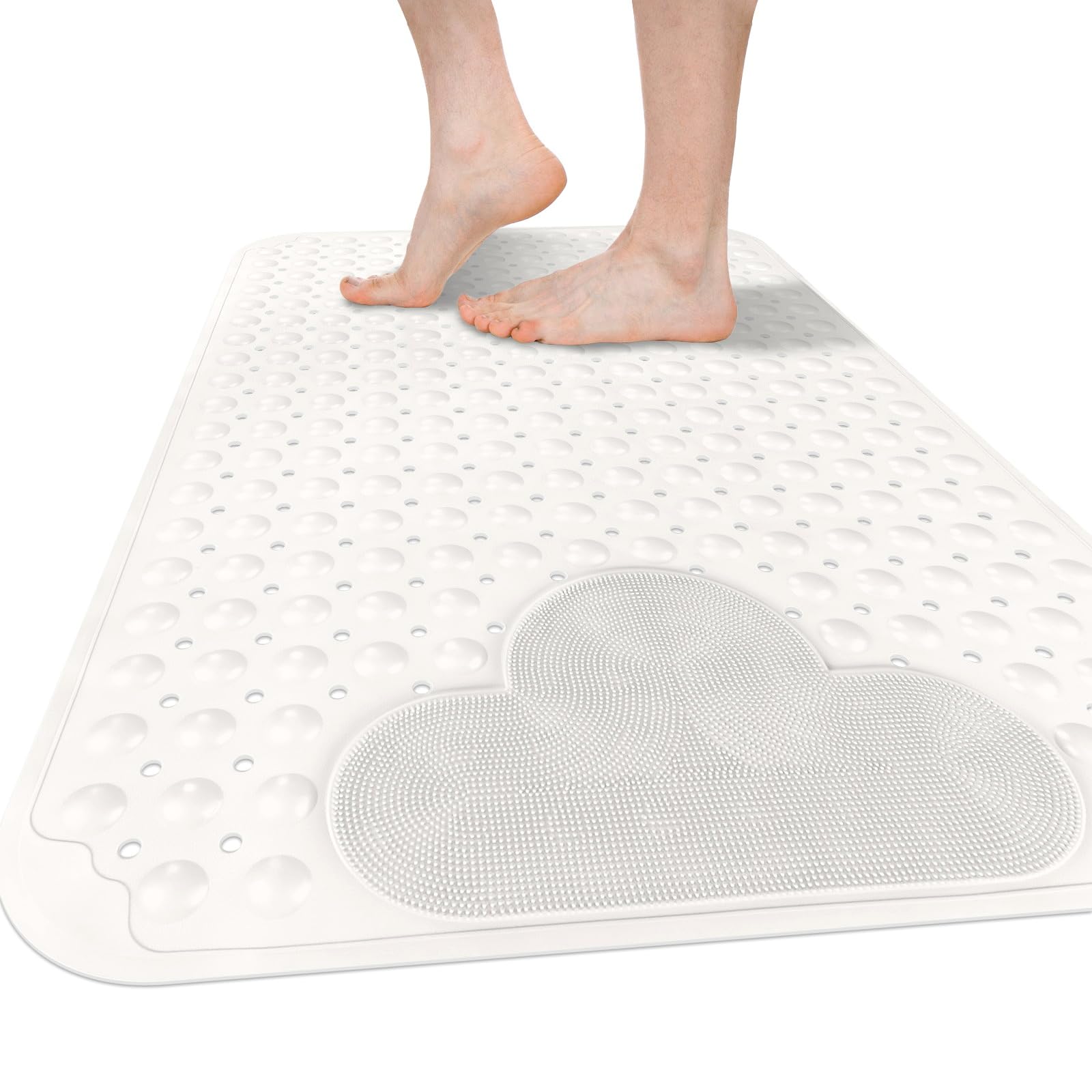 Mofonky Non Slip Shower Mat: 90 x 60 cm Large Shower Mats for Inside Shower with Foot Massage - Anti Slip Anti Mould Shower Matt with Suction Cups and Drain Holes