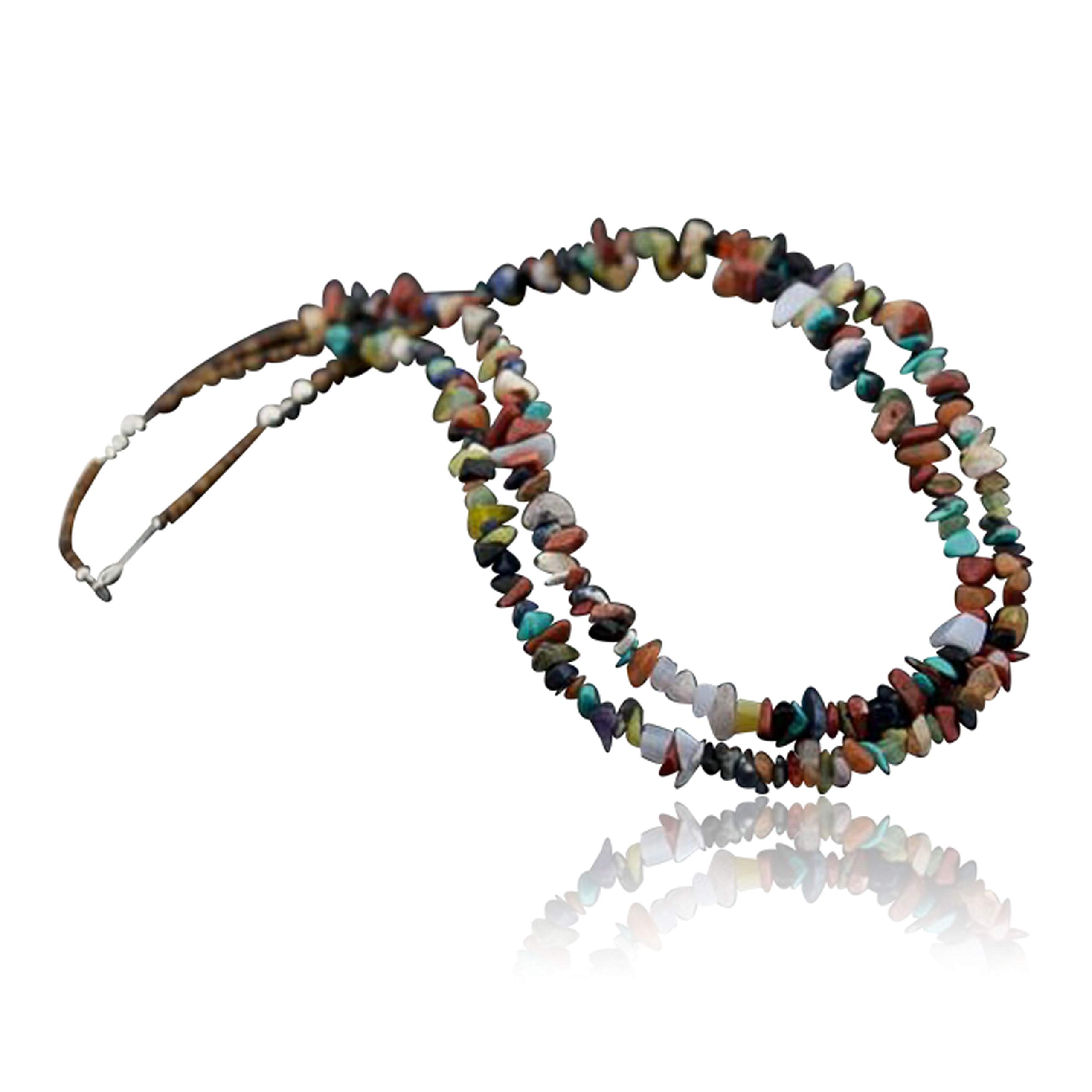 Collier Ethnique Indien Canada Pierre Bleue - 50 Cm - Occasion - _362