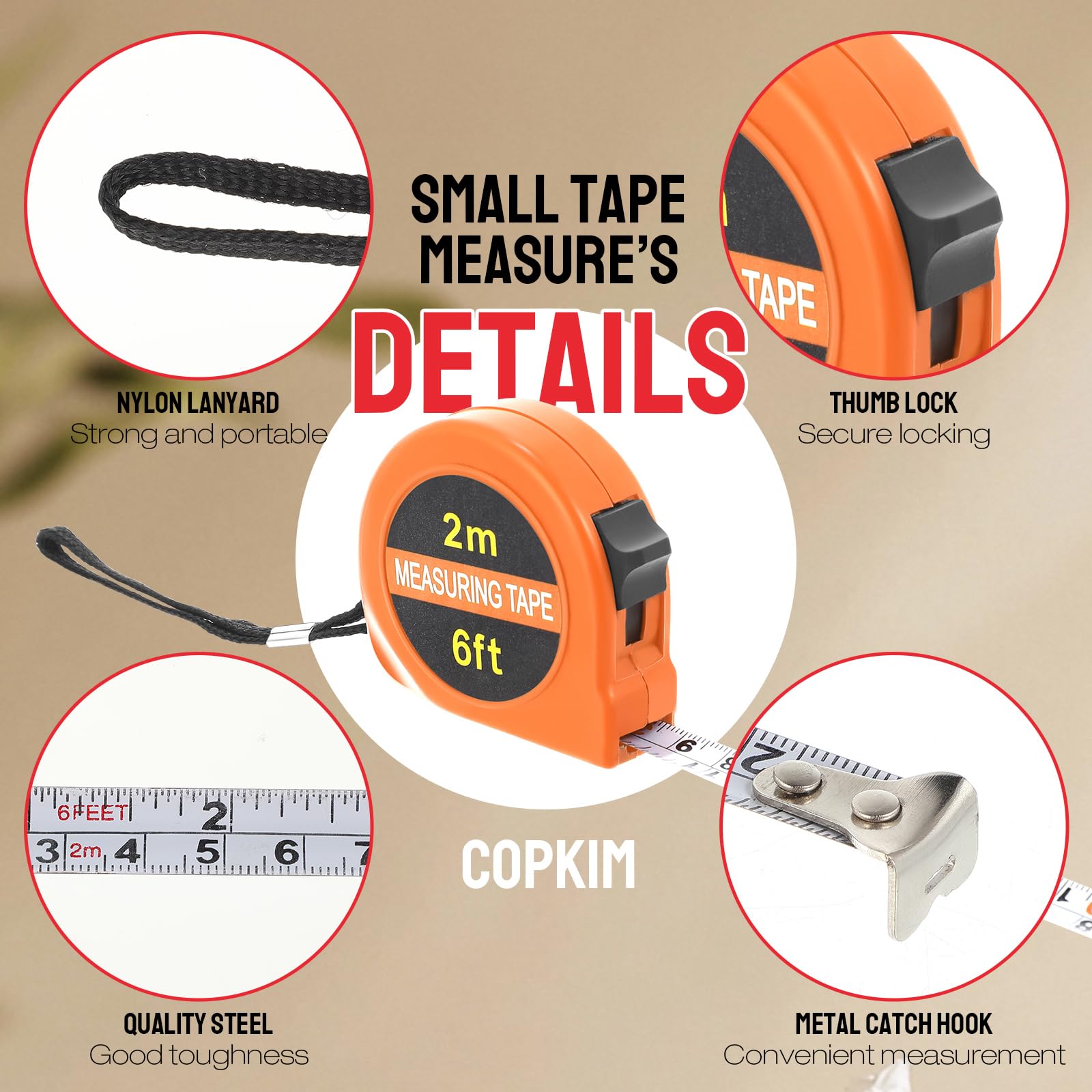 50 Pack Mini Tape Measure - 6 FT Retractable Pocket Measuring Tool Bulk For Gifts, Parties, Crafts