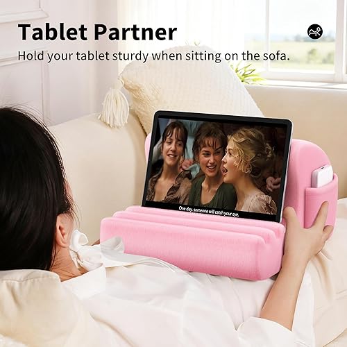 Miniatura 2 de CreaDream Soporte de almohada para tablet, soporte para tablet para cama, regazo y escritorio con 3 ángulos de visión, almohadilla suave compatible