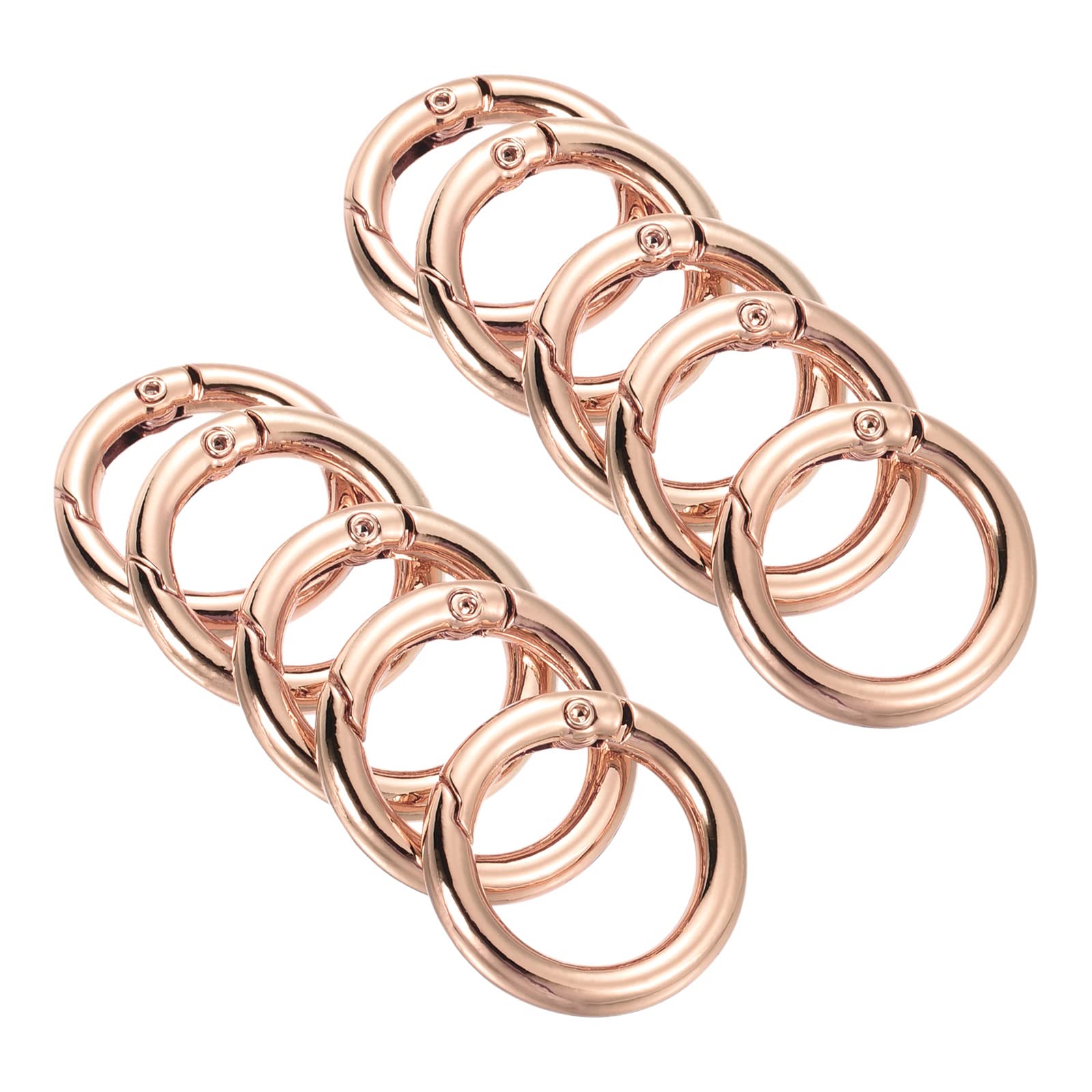 Anillos en O de aleación de zinc de alta gama, mosquetones redondos de lujo en oro rosa