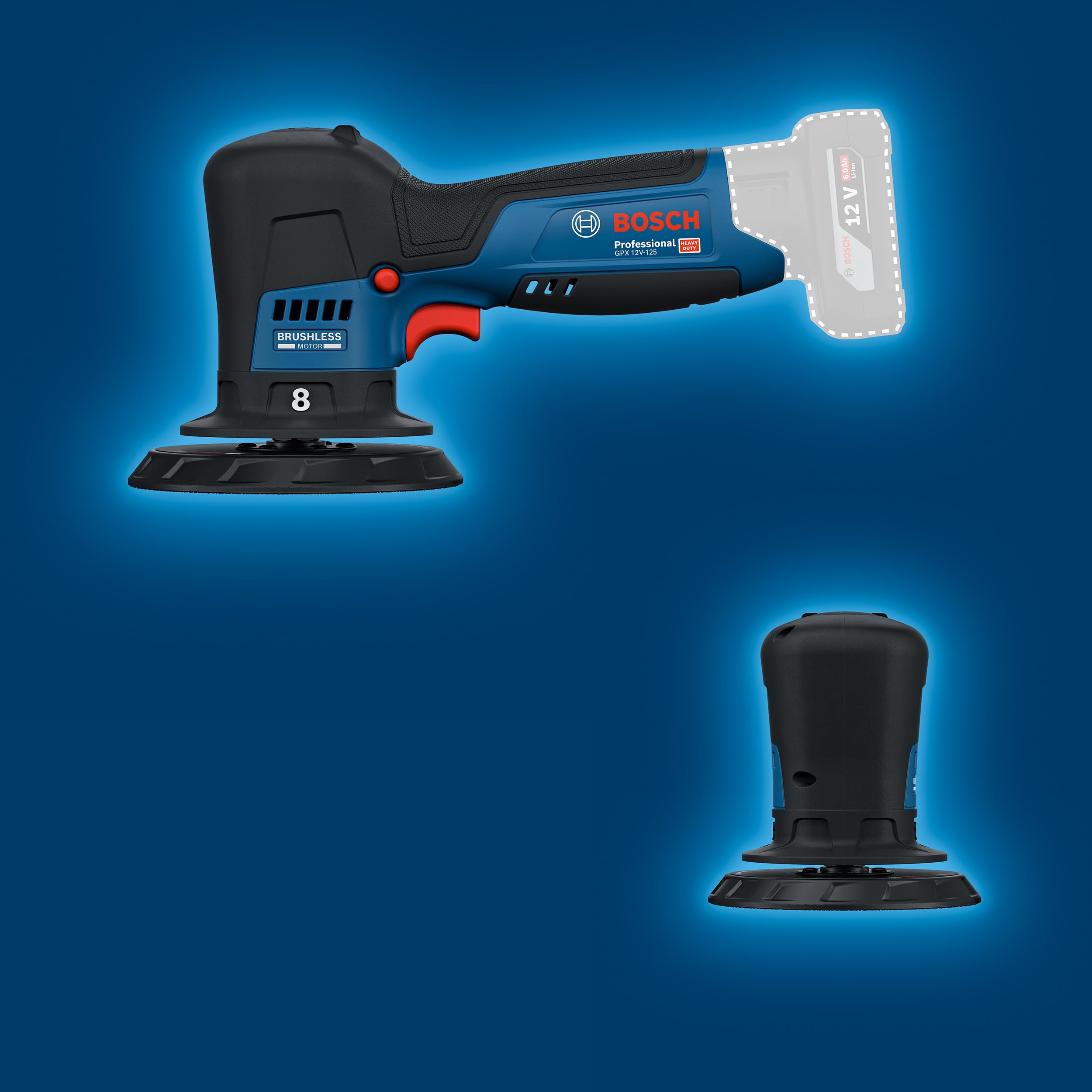 Bosch Professional 12V System polerka akumulatorowa GPX 12V-125 (zestaw: elektronarzędzie z talerzem oporowym 125 mm z mocowaniem na rzepy, gąbka do polerowania i cięcia 125 mm)