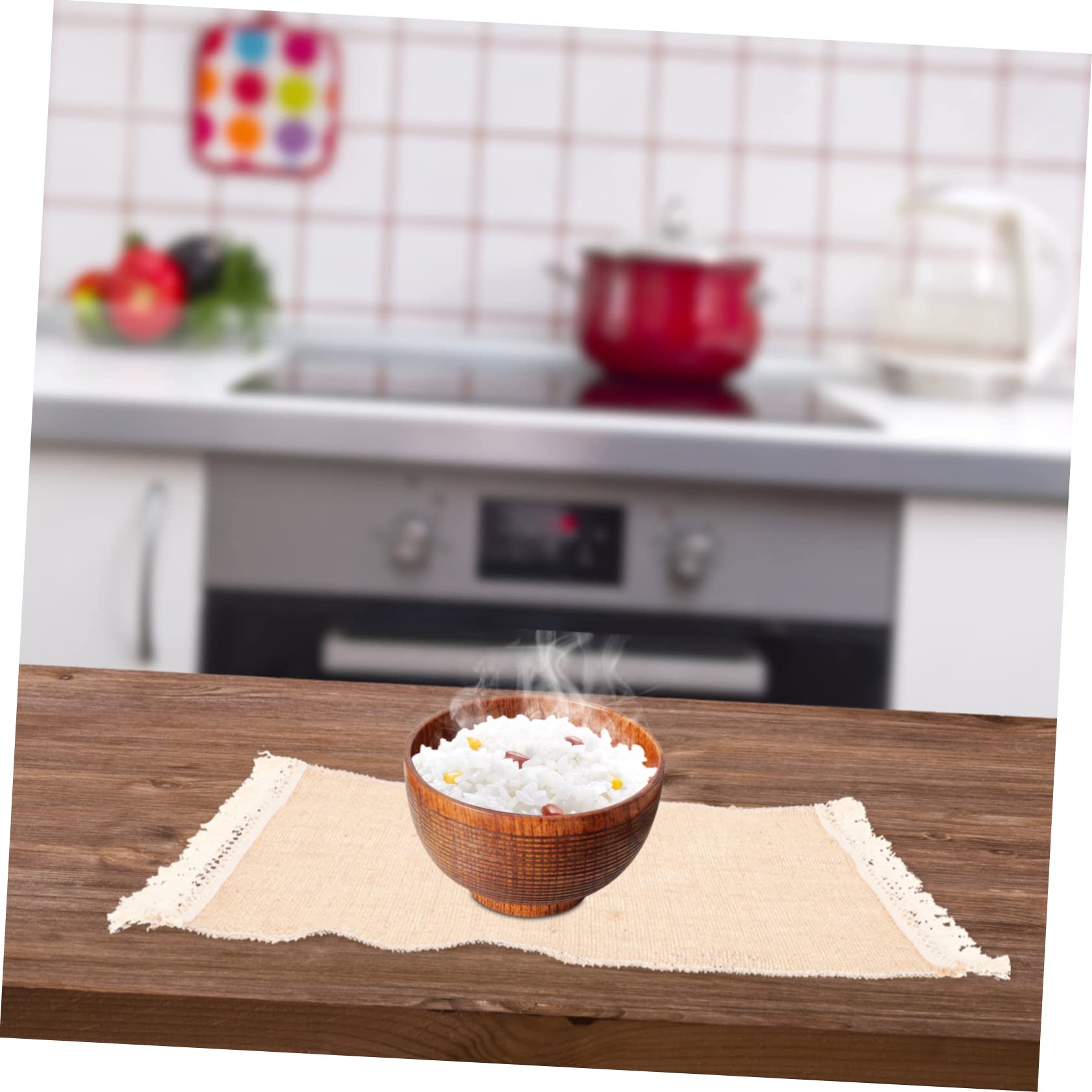 Set de Table en Jute à Franges, 8 Pièces, Coton et Lin, Style Rustique, Pratique pour Maison, Présent de Pendaison de Crémaillère