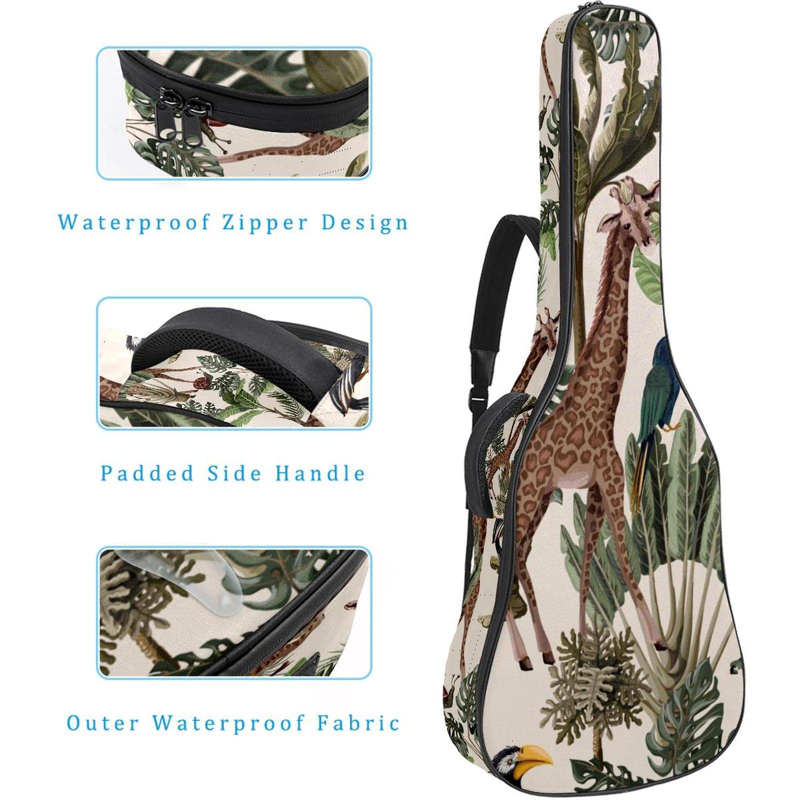 Funda Para Guitarra Eléctrica Loro Caracol Jirafa Bolsa Guitarra Acolchada 6Mm Tela Oxford Impermeable Para Guitarra Acústica Y Clásica 40 41 Pollici