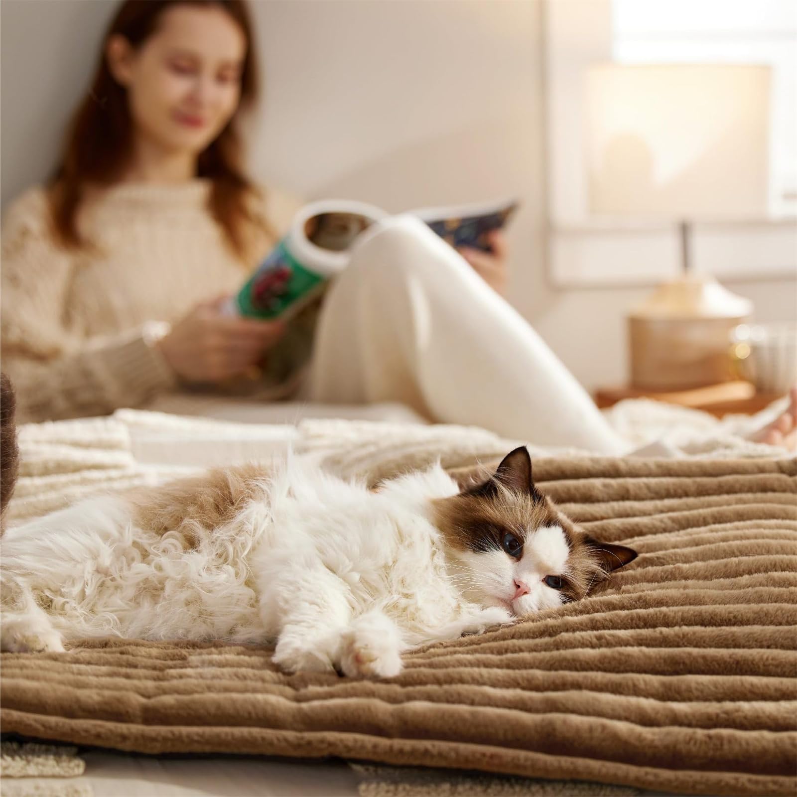 Lit auto-chauffant pour animal de compagnie, tapis chauffant non électrique réfléchissant la chaleur corporelle pour animal domestique, tapis chauffant antidérapant lavable pour chats et