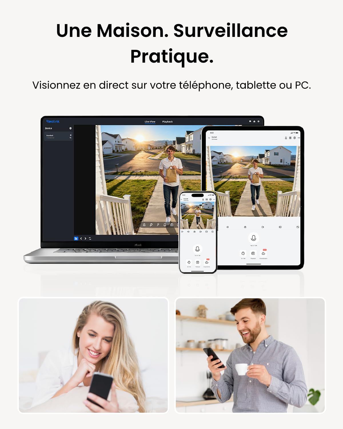 Reolink Sonnette Vidéo PoE avec Chime, Sonnette Extérieur avec Caméra 5MP, Vue Diagonale à 180°, Audio Bidirectionnel, Détection de Personne, Etanche, Alertes, Compatible avec NVR, Video Doorbell