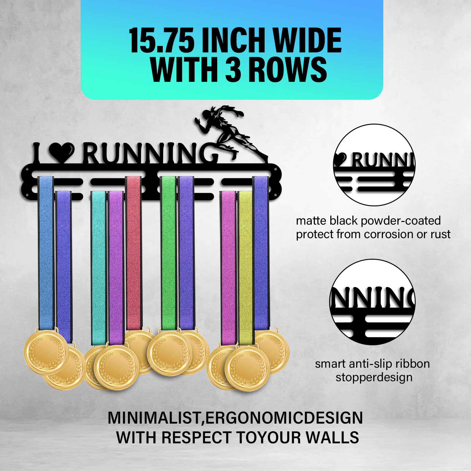 Porta Medaglie Sportive PH PandaHall - Espositore Per Nastro Con Gancio A Tema Pattinaggio. Tiene Oltre 60 Medaglie!