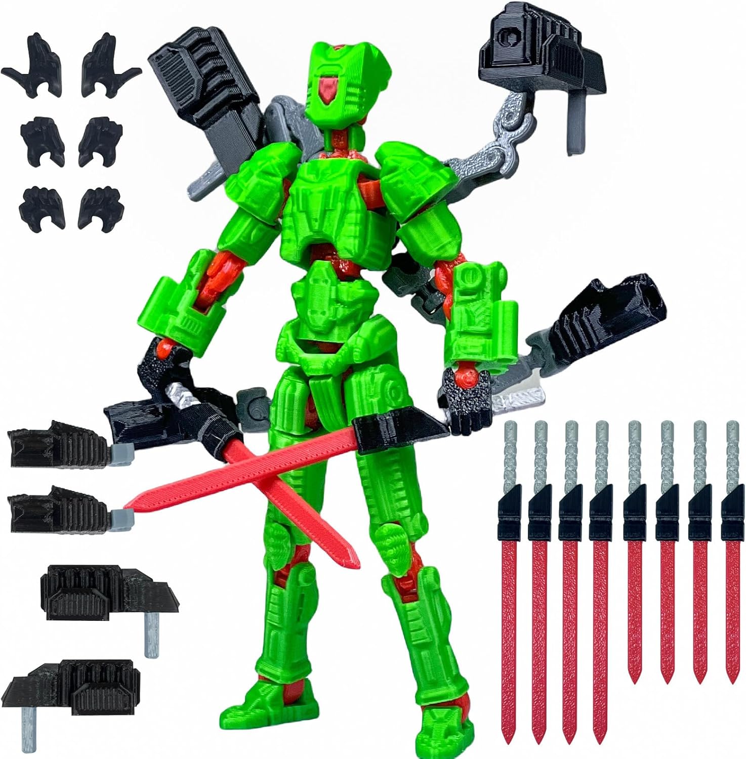 Assembly Completed T13 Action Figure，T13 mision 13 figuras originales 3D Printed Toys Nova 13 Action Figures Desktop Decorations for Game Lovers Toy (Black Green, 8 Inch)
