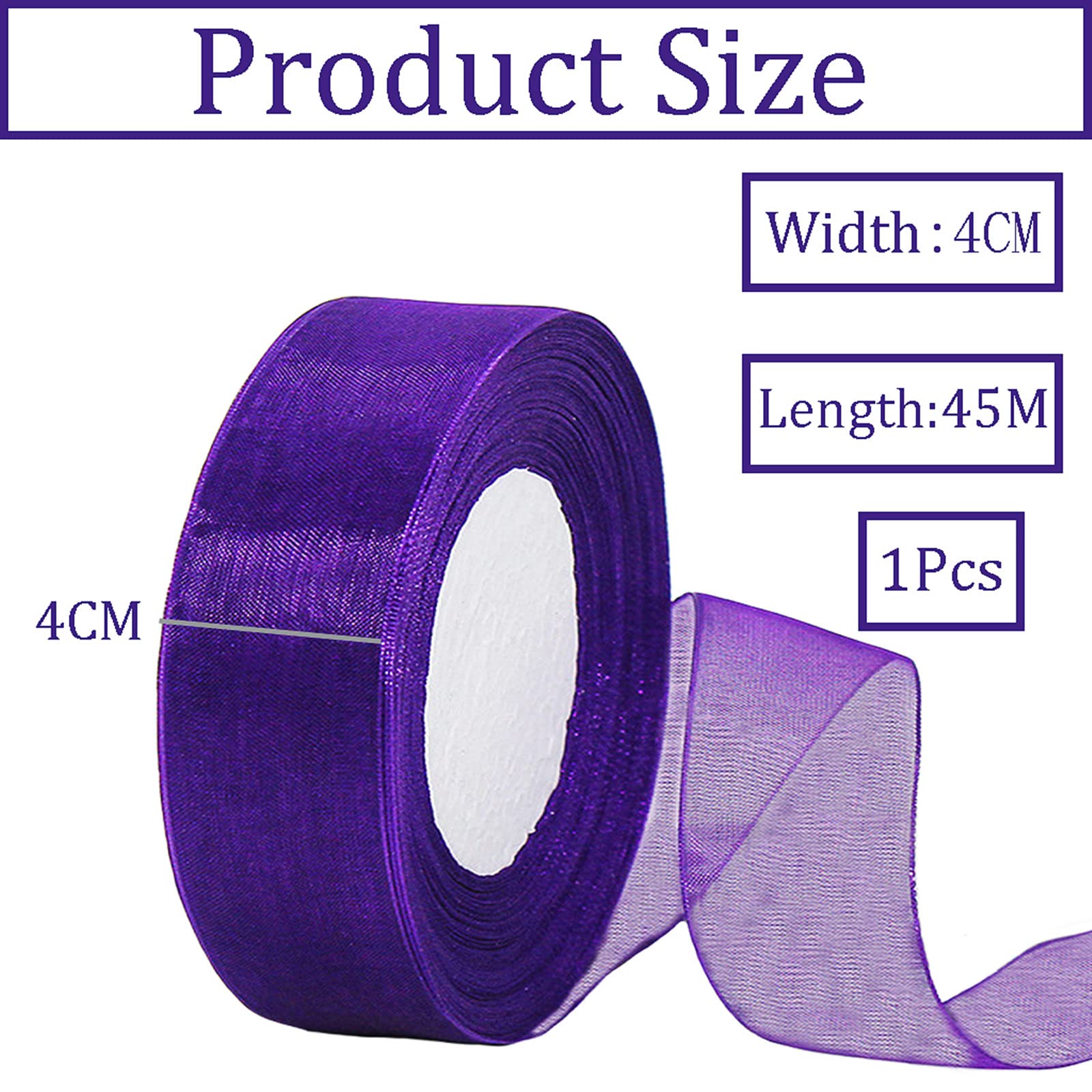 6 Rotoli Nastro In Organza Viola: 45m X 2cm, Per Regali, Matrimoni E Decorazioni Fai Da Te