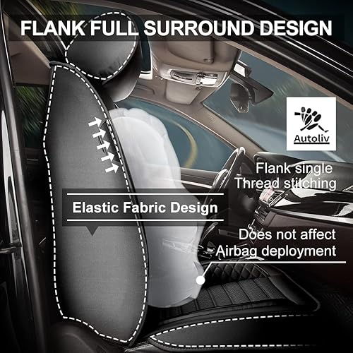 Miniatura 10 de Juego completo de fundas de asiento de automóvil, 5 asientos, fundas de asiento de cuero Fuax para Ford Ranger 2019-2024 2025 (no compatible con