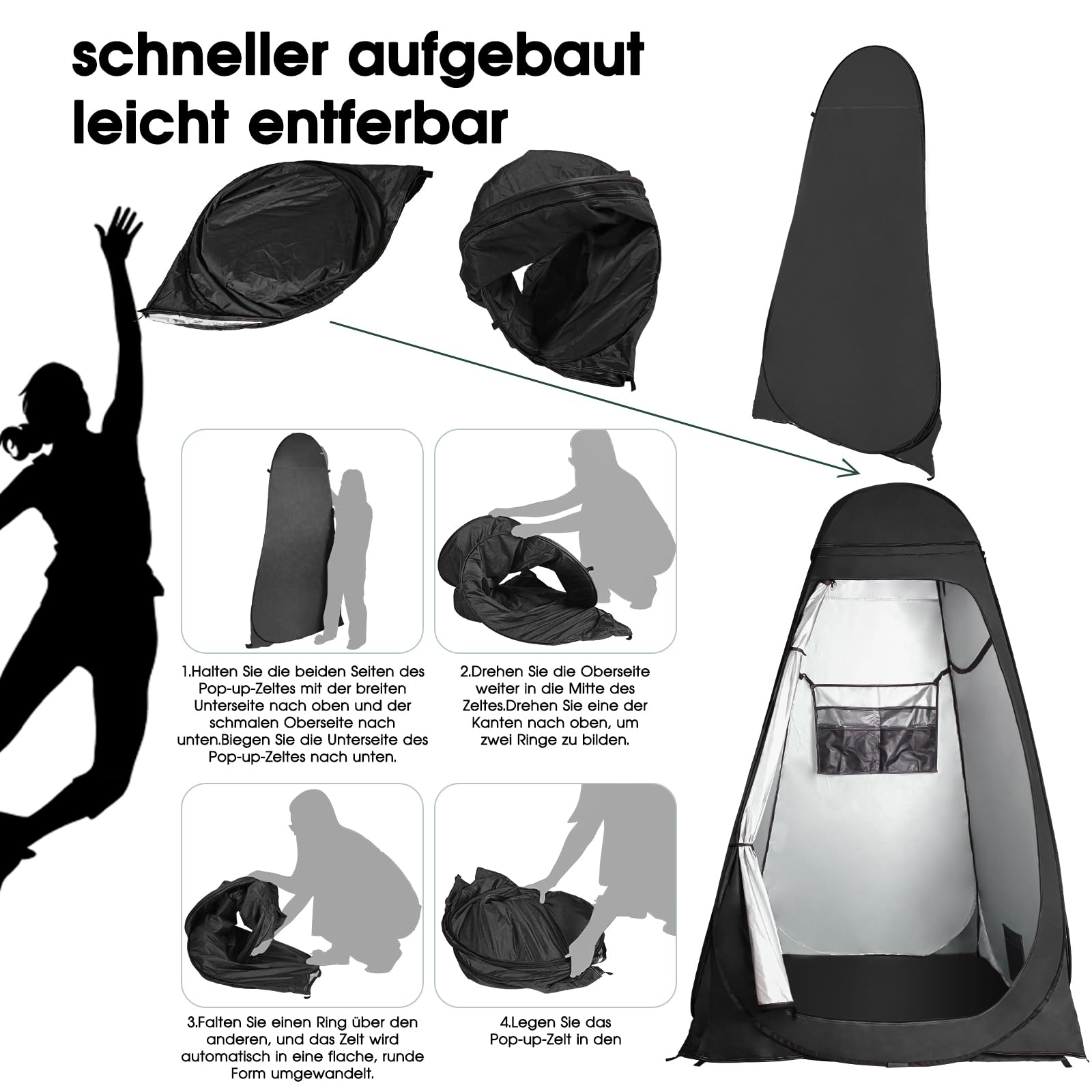 Camping Toilettenzelt Duschzelt Wurfzelt Pop Up Umkleidezelt Privatsphäre Toilettezelt Umkleidekabine Lagerzelt Mobile Outdoor WC Zelt für Camping & Beach, mit Tragetasche(UV 50+)