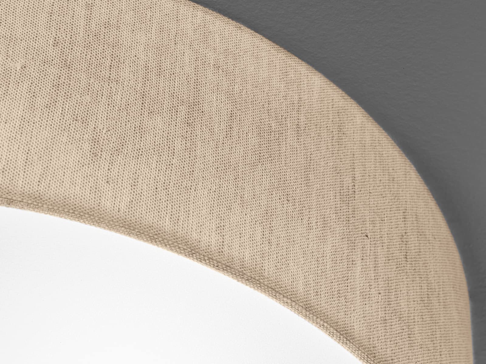 Runde Deckenleuchte mit Lampenschirm aus Leinen in Beige, Ø 40cm