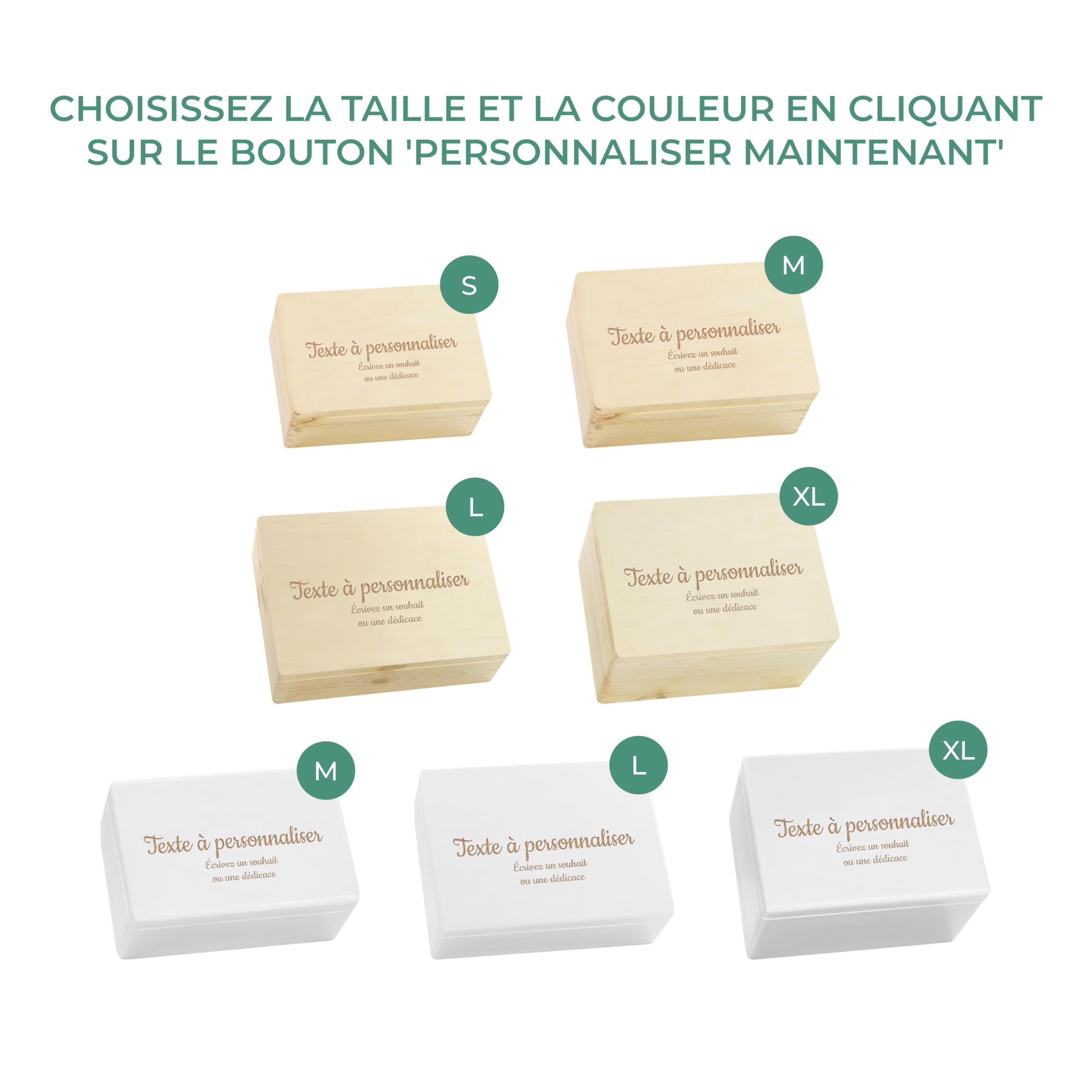 LAUBLUST Boîte à souvenirs bébé personnalisée - Cadeau de naissance avec gravure souhaitée | Tailles S, M, L, XL - Boîte à souvenirs pour filles & garçons | Boîte en bois naturel ou blanc, FSC®