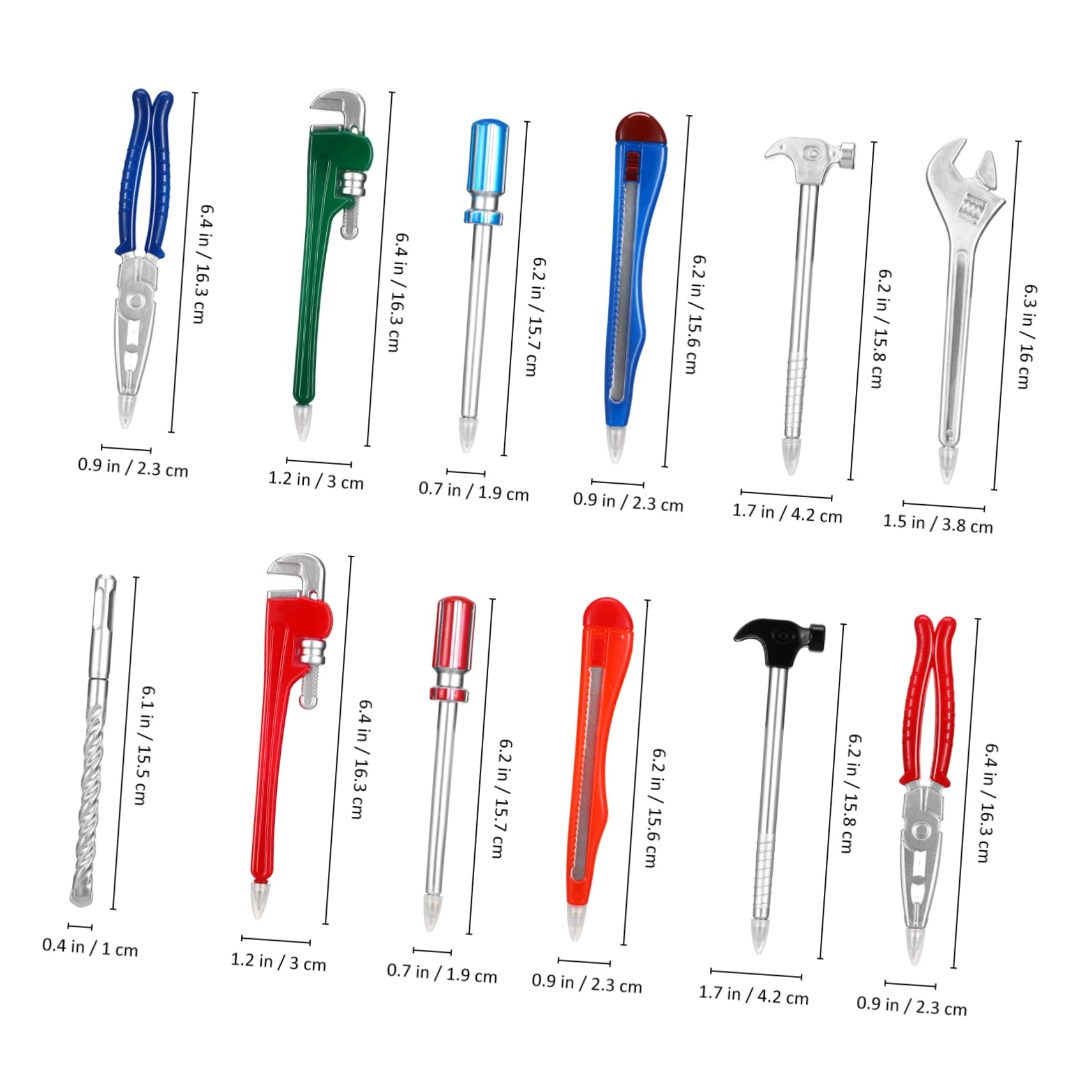 HOMSFOU 3 Series Bolígrafos De Novedad Herramienta Miniatura Pack De Tinta De Accesorios De Oficina Y Prácticos Notas Y Escritura Diaria 12 Piezas X 3