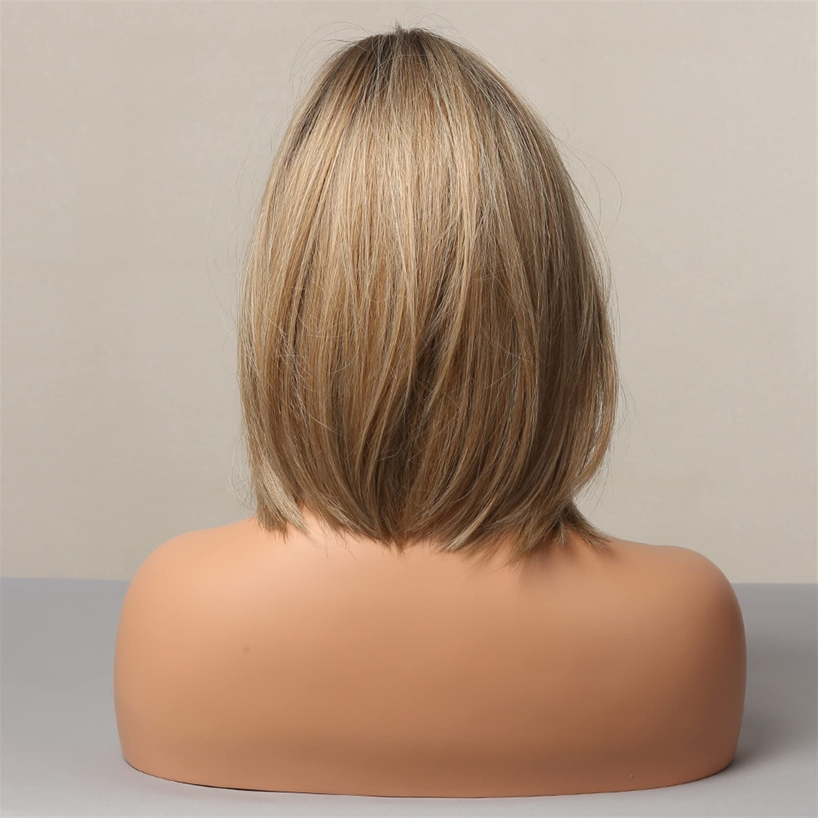 Średnio proste blond Ombre Bob peruki dla czarnych kobiet naturalna część boczna syntetyczne żaroodporne z włókna na codzienną imprezę cosplay