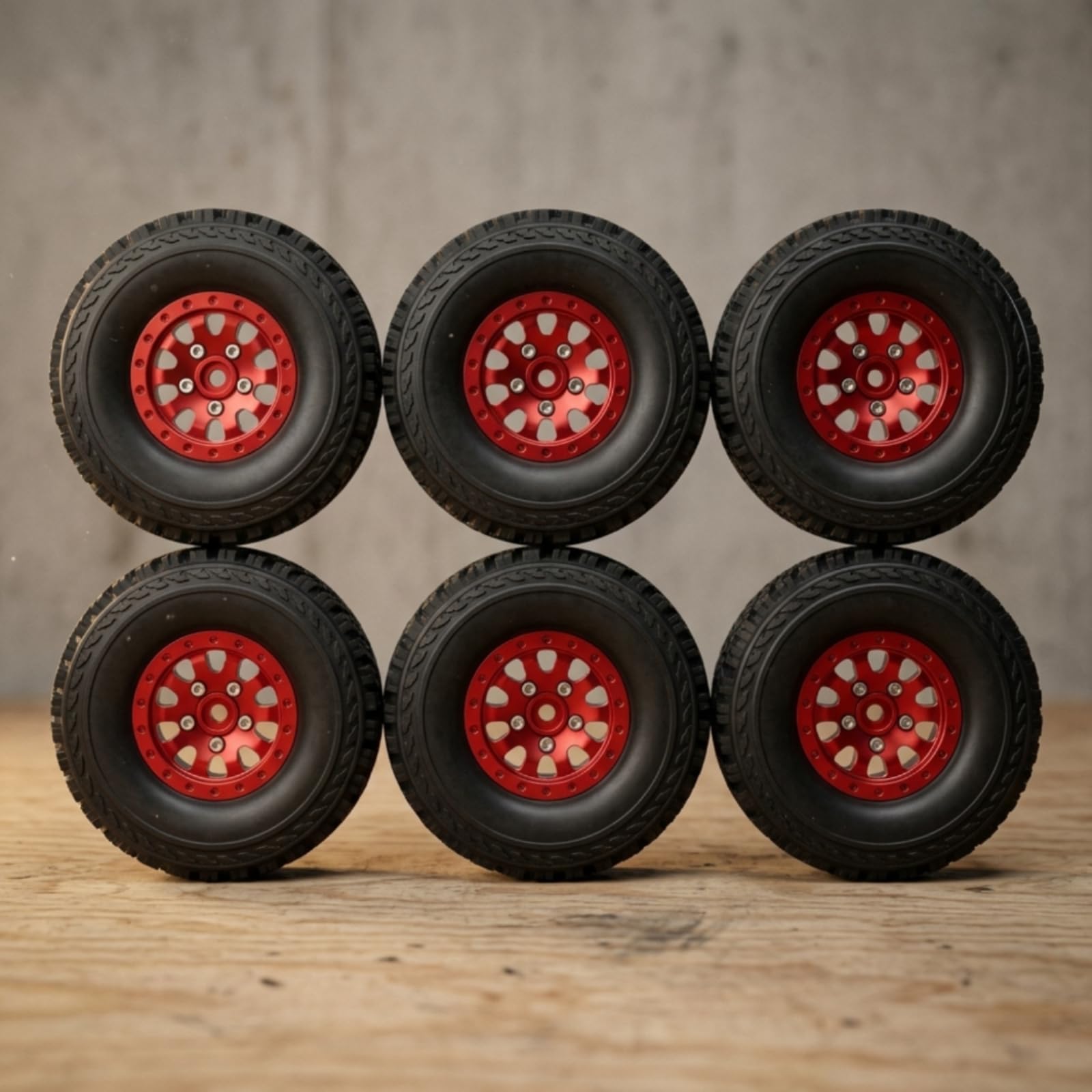 6 Pezzi Ruote con Pneumatici Tassellati 1:12 Pneumatici Facile da Usare per Modellisti, Argento