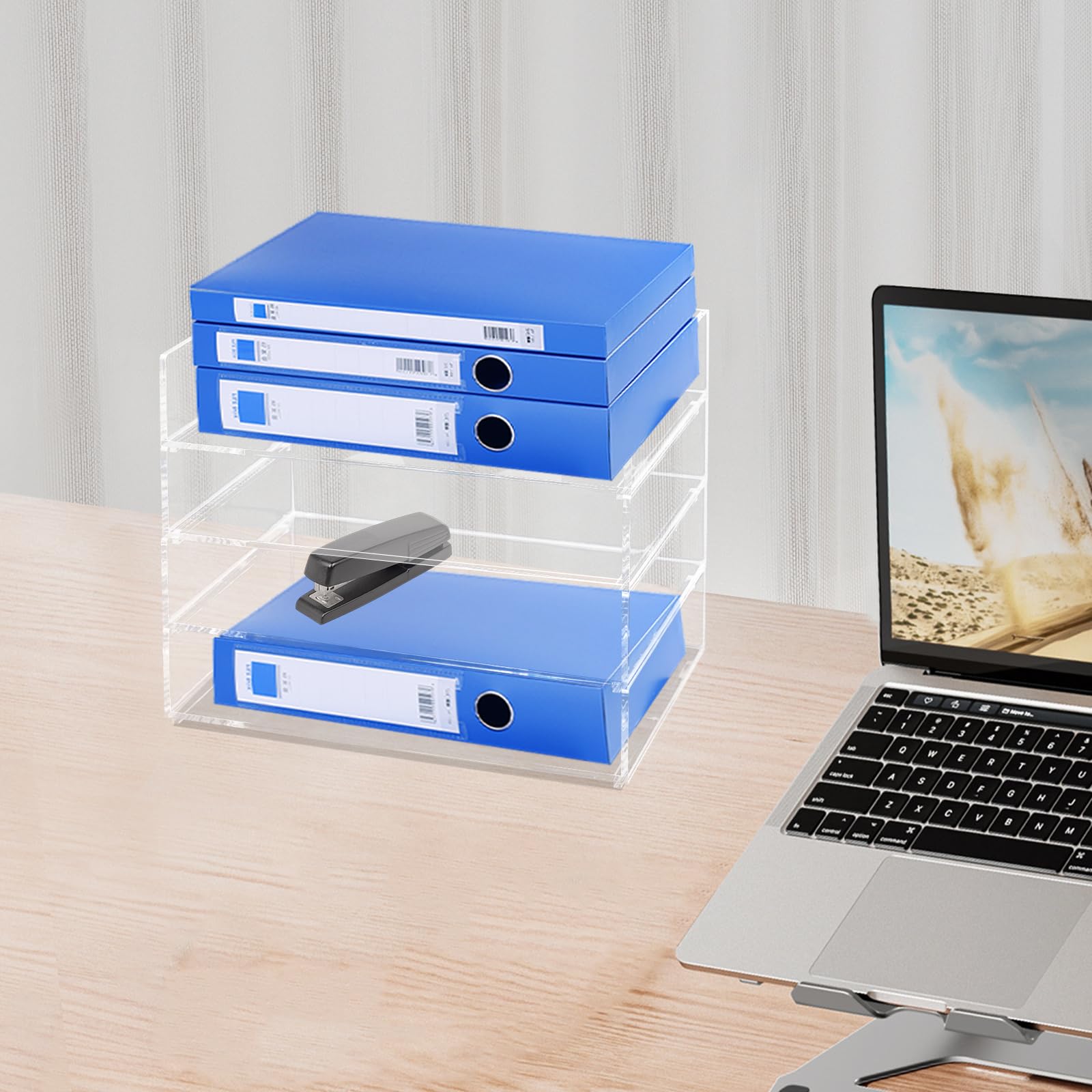 Organizzatore acrilico per scrivania a 4 livelli, impilabile per documenti e lettere, ripiano da scrivania trasparente, per ufficio, dimensioni 31,5 cm (trasparente)