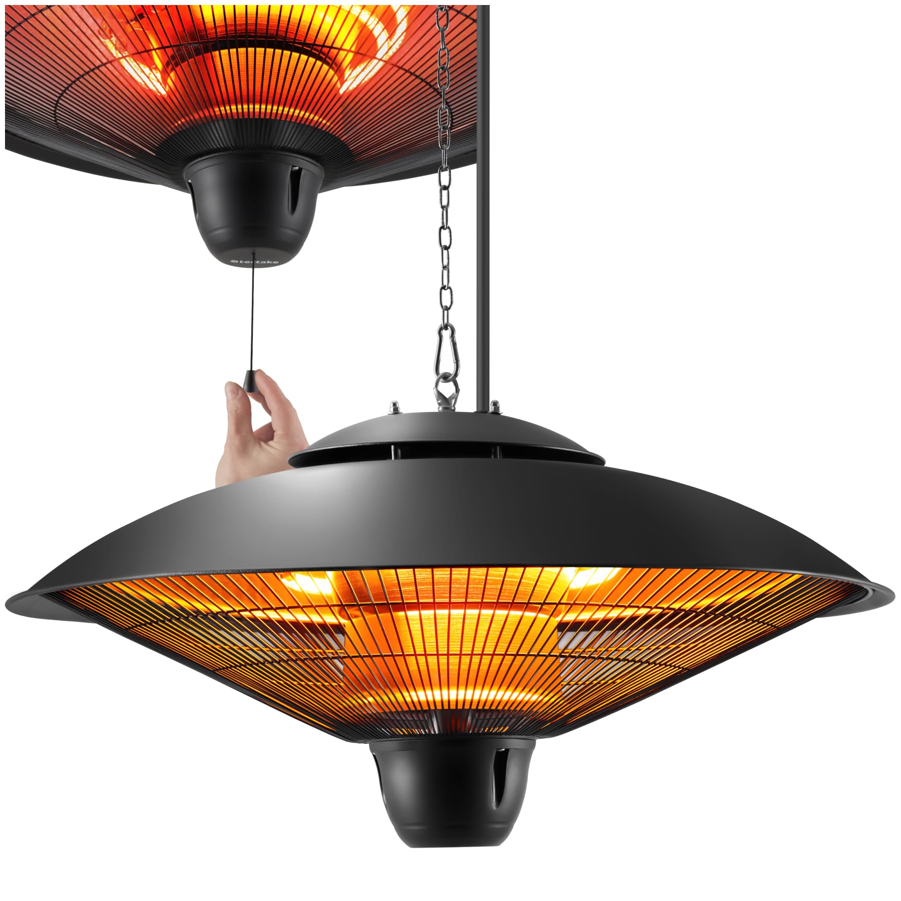 infrarotstrahler zelt tectake® Infrarot Heizstrahler hängend, Deckenheizung, Lampe zum Aufhängen an Decke, outdoor und indoor Infrarotheizung, Heizung elektrisch, Deckenheizstrahler für Terrasse Garten Colour:Matte Black Prizm Snow Iced Iridium Benson Amps || Germanium maximum 100 PSI