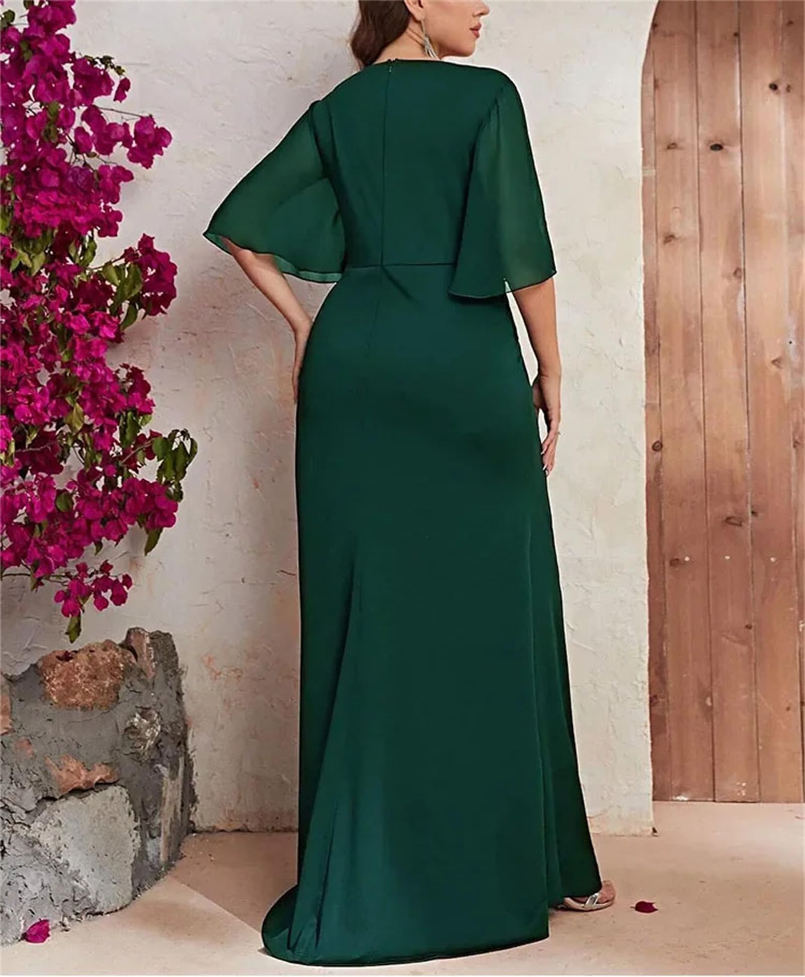 Damska sukienka wieczorowa w rozmiarze plus size, dekolt w serek, długość do ziemi, z krótkim rękawem, dla druhny, na studniówkę, wesele, przyjęcie koktajlowe, formalna sukienka