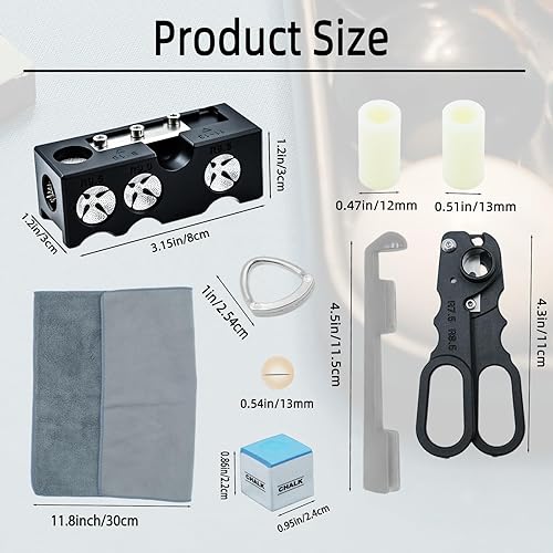 Miniatura 2 de Kit de repuesto de 38 puntas de taco de billar, kit de repuesto de puntas de palo de billar, herramientas moldeadoras de puntas de taco de billar,