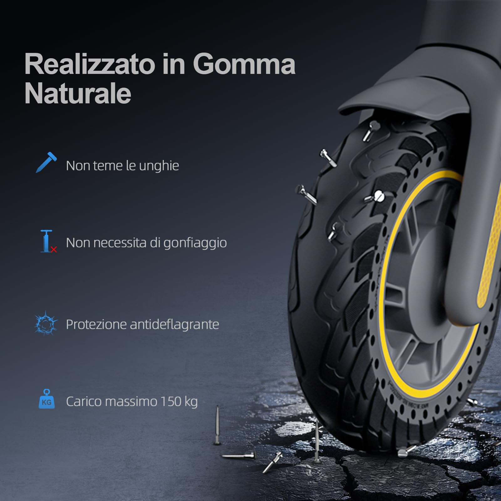 60/70–6,5 Pneumatici in Gomma Ruota Piena 10 x 2,5 per Ninebot Max G30/G30D/G30 D2/Scotex H20 Monopattini Elettrici 10 Pollici Pneumatico Solido Antiscivolo a Prova di Foratura (2 PCS)