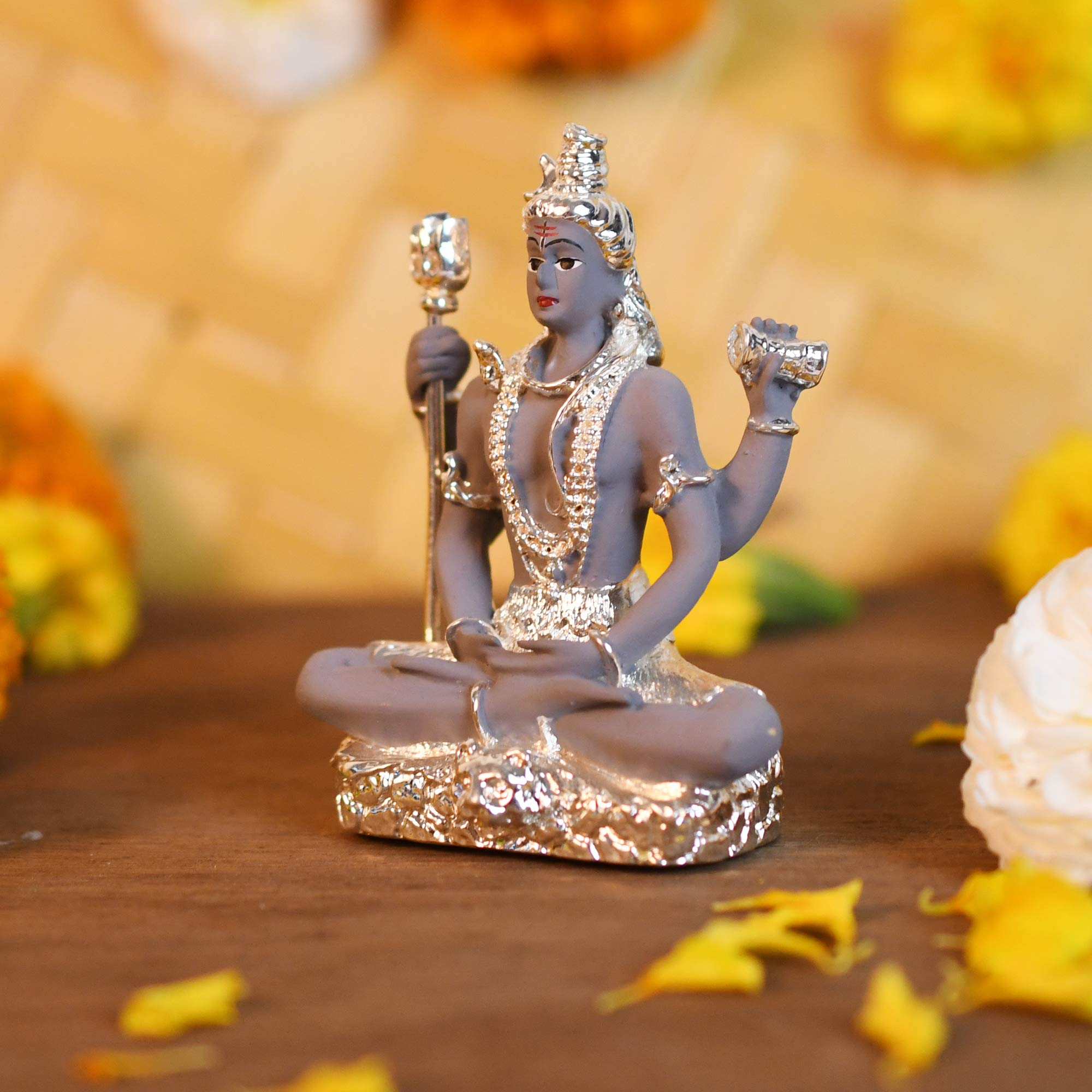 Collectible India Ceramic Military Electroplating Shiva Idol, 3.4 Inches, Multicolour - Image 3 thumbnail