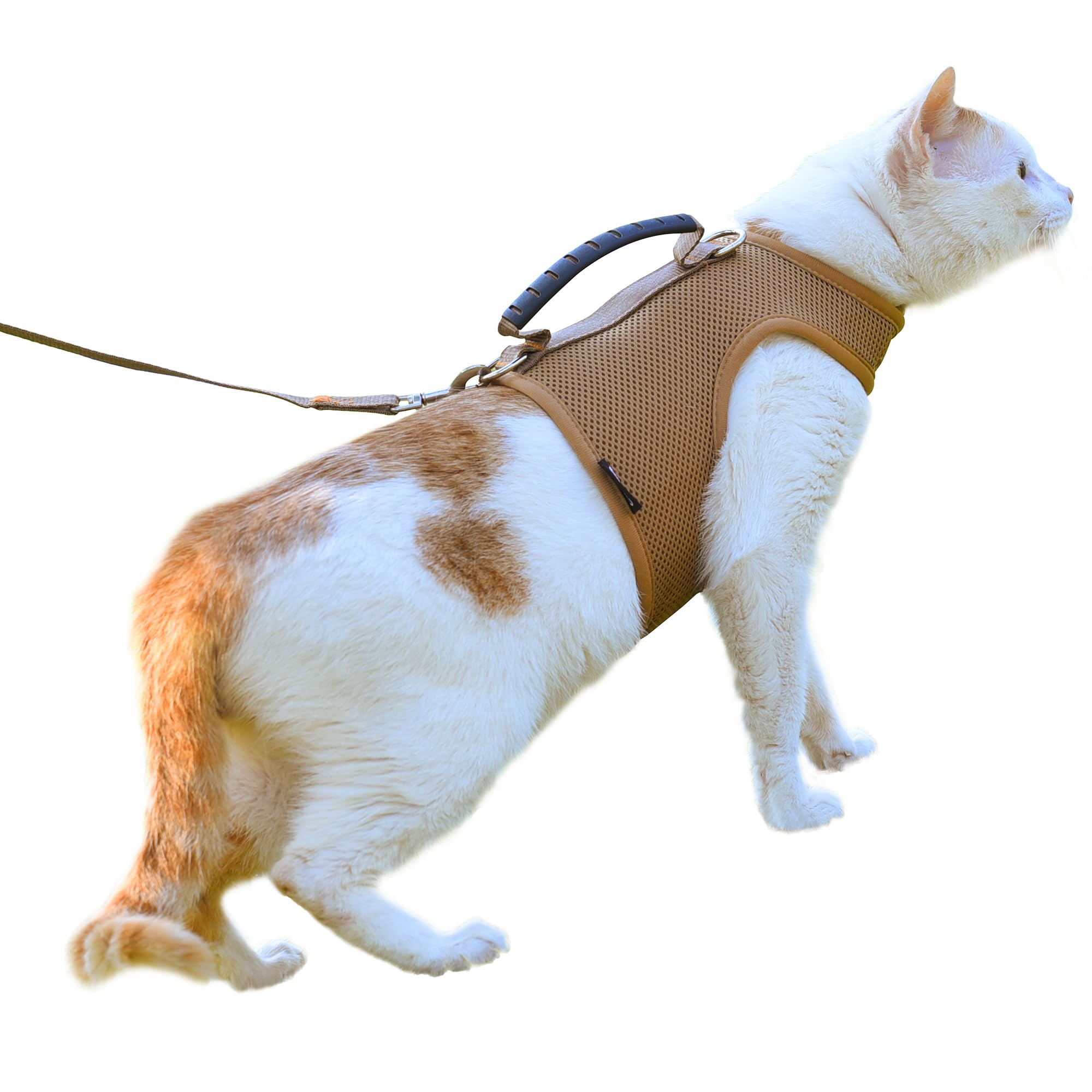 Cat Harness and Leash Set for Walking Escape Proof, Brown, Small