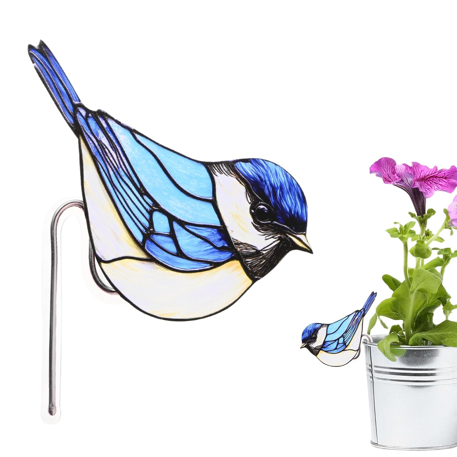 M METERXITY 1-Pack Bird Acrylic Stakes 4.7 Inch Bird Garden Decoration Ornament Potted Plant Decorative Signs for Flower Pot/Planter/Yard/Patio/Outdoor/Indoor[Birding 6]