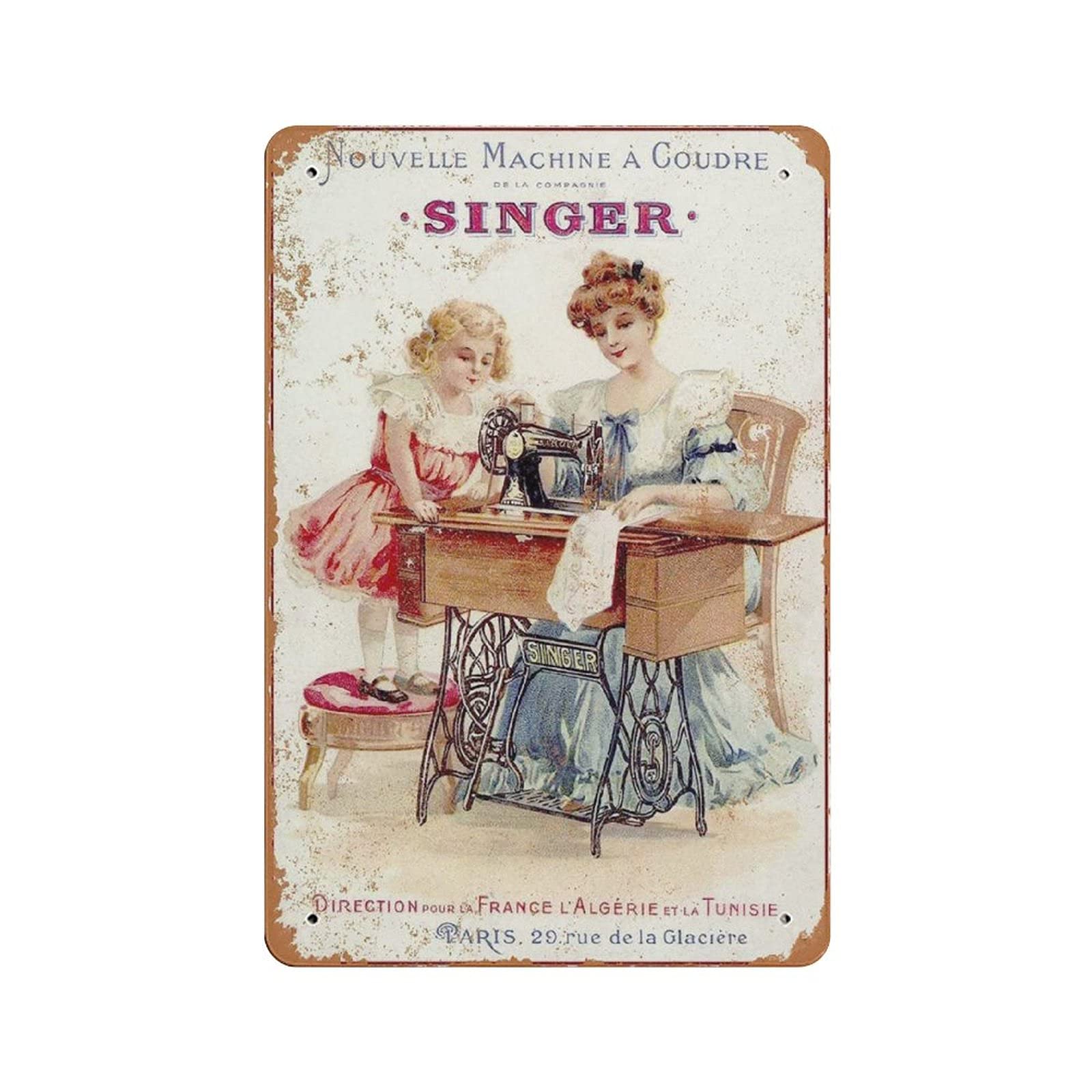 Metal Tin Sign Sewing Machines Vintage Tin Poster Metal Sign Wall Decoration Country Kitchen Home Garage Decor 12"x8"
