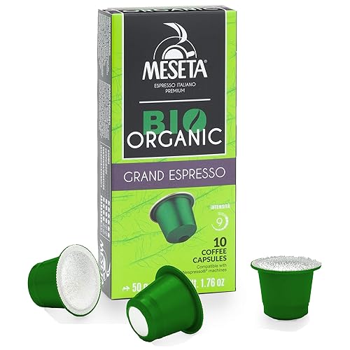 Vista 8 de Cápsulas de café Meseta compatibles con Nespresso. 100 cápsulas de café gourmet orgánico (certificado europeo) 100% café arábica expreso compatible