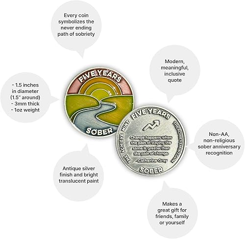 Miniatura 209 de The Achieve Mint Ficha sobria de 13 meses Chip sobrio de trece meses Regalo no AA, medallones no religiosos para hombres y mujeres que celebran
