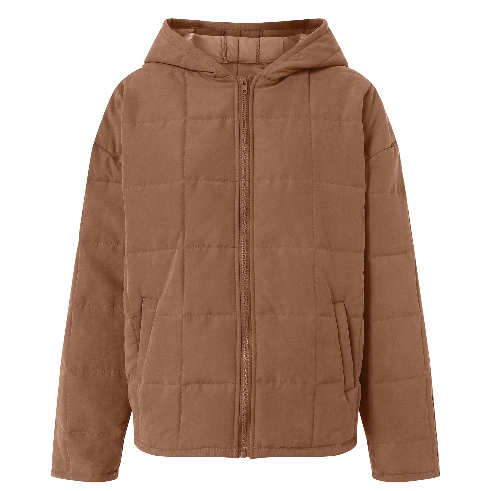 Abrigo de manga larga con capucha, cremallera y bolsillos de gran tamaño para uso informal al aire libre, comodidad y calidez en climas fríos. Ropa de abrigo de moda.