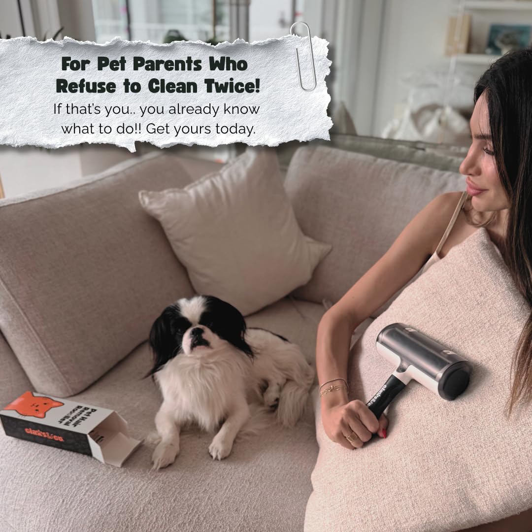 Claws & Co. Rodillo removedor de pelo de mascotas, limpiador ultrarrápido de pelo de perros y gatos para muebles, ropa y asientos de coche, reutilizable, sin hojas adhesivas ni baterías, elimina