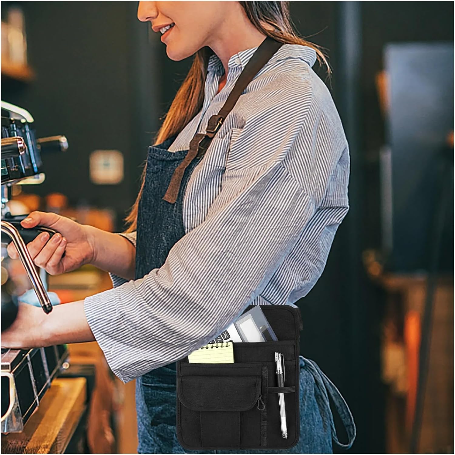 Waiter Waist Money Pouch Bag with Adjustable Belt Check Holder for Restaurant Bars Cafes image 4