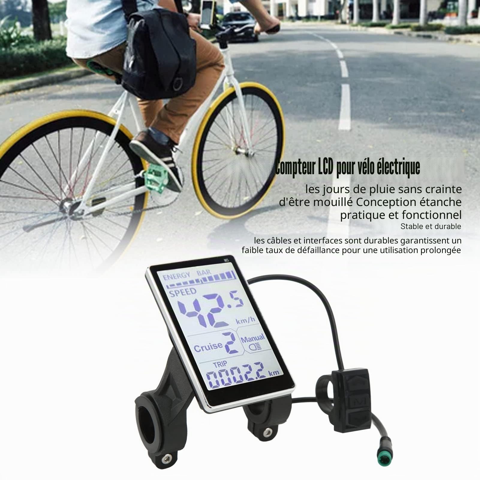 Compteur D'affichage LCD, 5 Broches 24 V 36 V 48 V 60 V Universel E Scooter M5 écran LCD de Remplacement Compteur D'affichage de Scooter électrique adapté pour Vélos