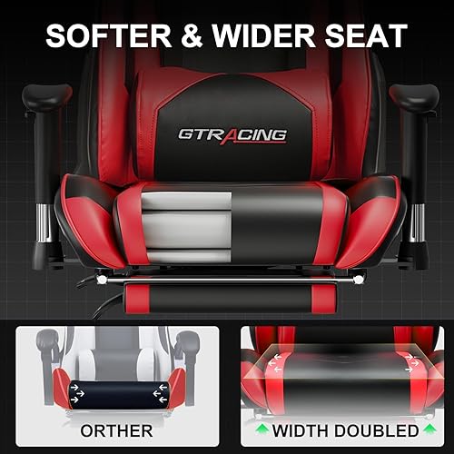 Miniatura 8 de GTRACING Silla de juegos con reposapiés, silla de computadora de respaldo alto, silla ergonómica de escritorio para juegos, mecedora giratoria