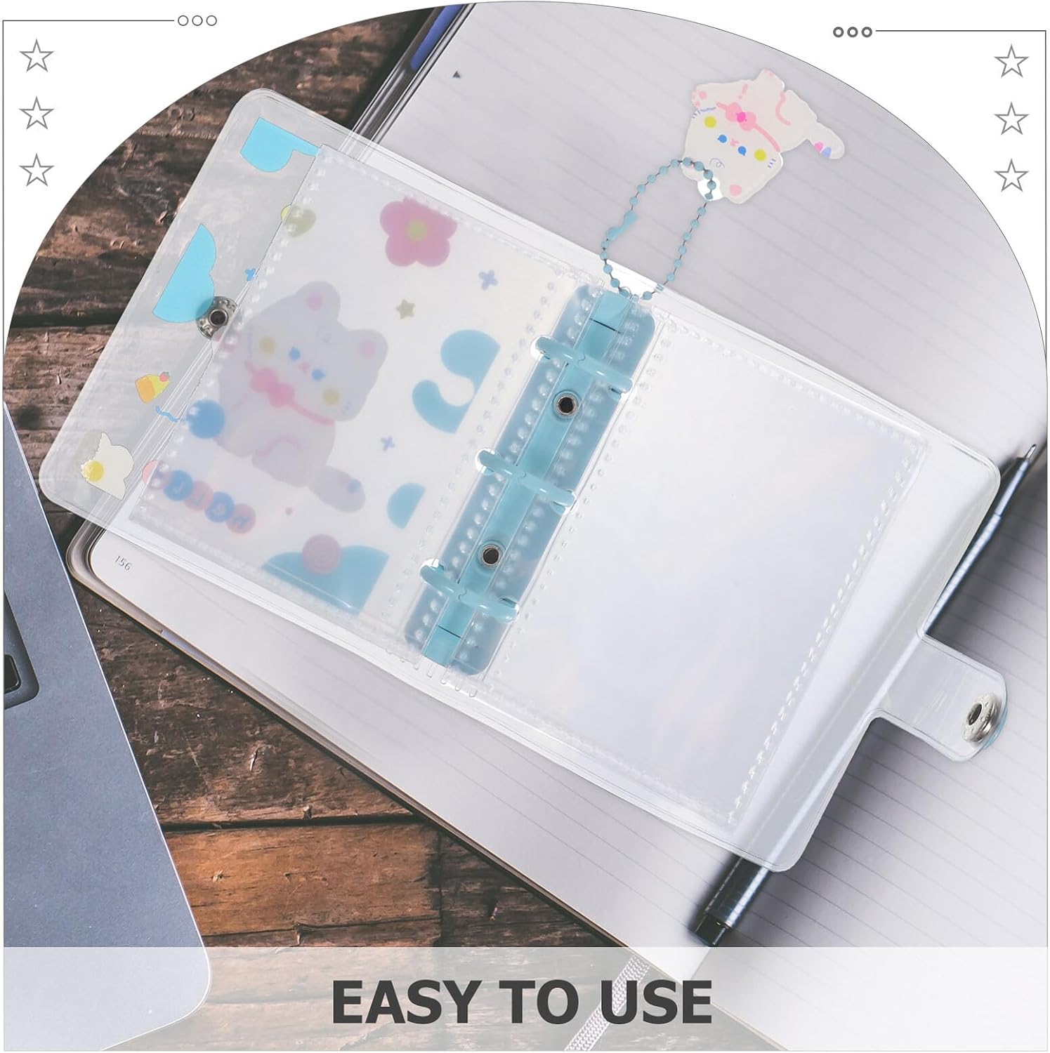 Small Photo Album Cartoon PVC Cover 3-hole Binder, 10 Sheets