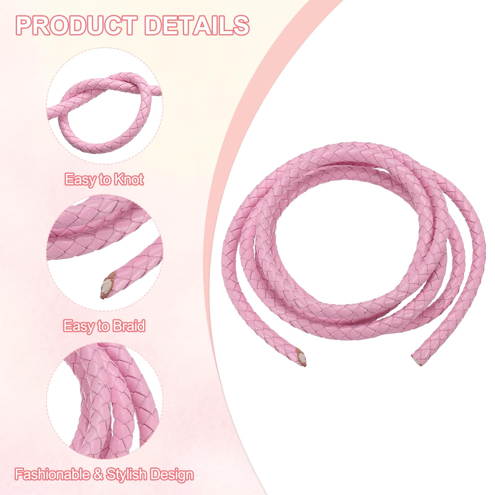 PATIKIL Round Braided Leather Cord - Image 3