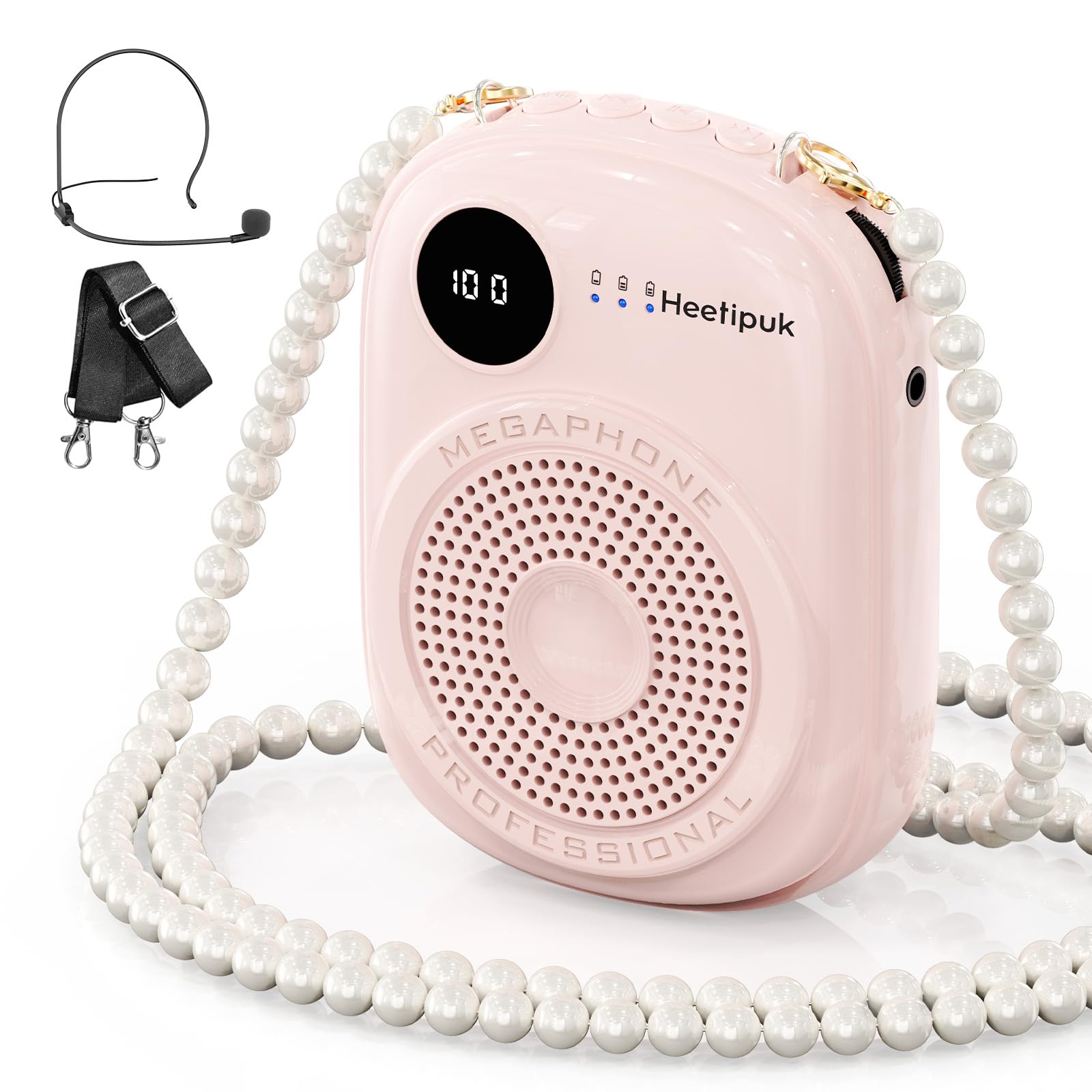 heetipuk Voice Amplifier Microphone Headset,Portable Voice Amplifier,PA Systems for Teachers,Training,Shopper Guide,Tour Guide, Supports TF Card