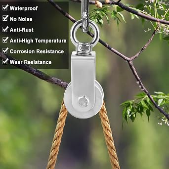 Twilight Garage 2 Pack 34 mm Pulley with Ball Bearing, 250 kg Support Swivel Pulley Block Silence Rotation Traction Wheel for Pulley System, Gym Equipment, Clothesline