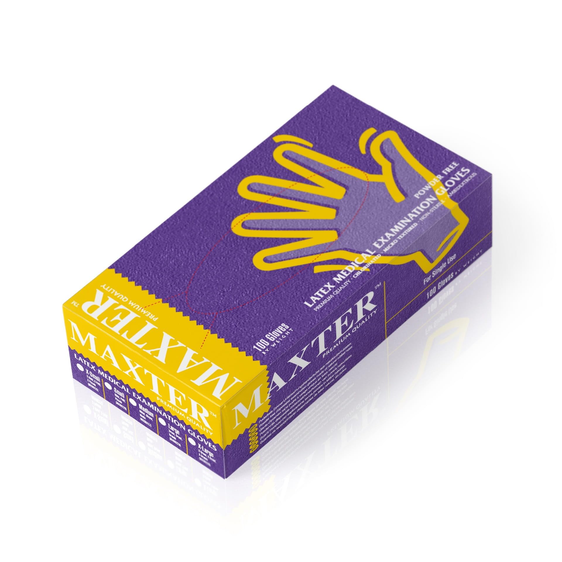 Maxter 100 White Disposable Non Sterile Pure Latex Gloves Powder Free (XS)