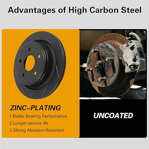 Miniatura 6 de WEIZE Kit de freno delantero y trasero para camión y remolque, acero de alto carbono y rotores ranurados perforados de refrigeración máxima +