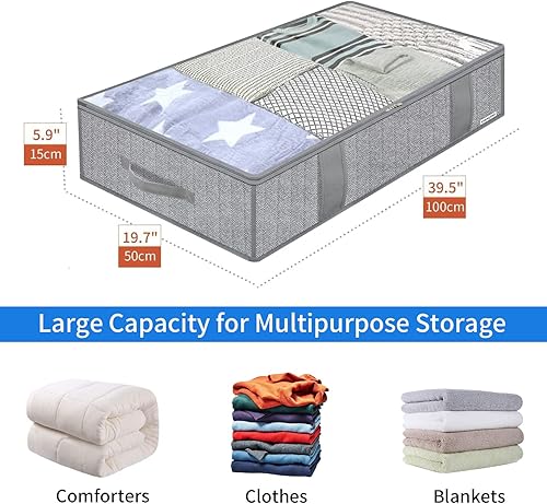 Miniatura 2 de Onlyeasy Organizador de bolsas de almacenamiento para debajo de la cama, paquete de 4 contenedores de almacenamiento de gran capacidad debajo de la