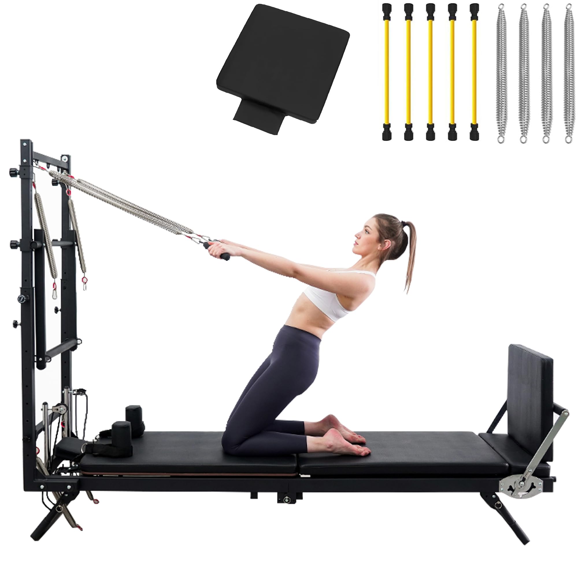 ピラティス リフォーマー タワー ハーフタワー カスタムブラック Amazon.co.jp: Habetove タワー付きピラティスリフォーマー、2-in-1