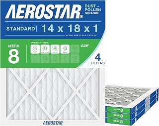 Aerostar Air Filter 14x18x1 MERV 8 AC Filter, Furnace Filter, 6 Pack