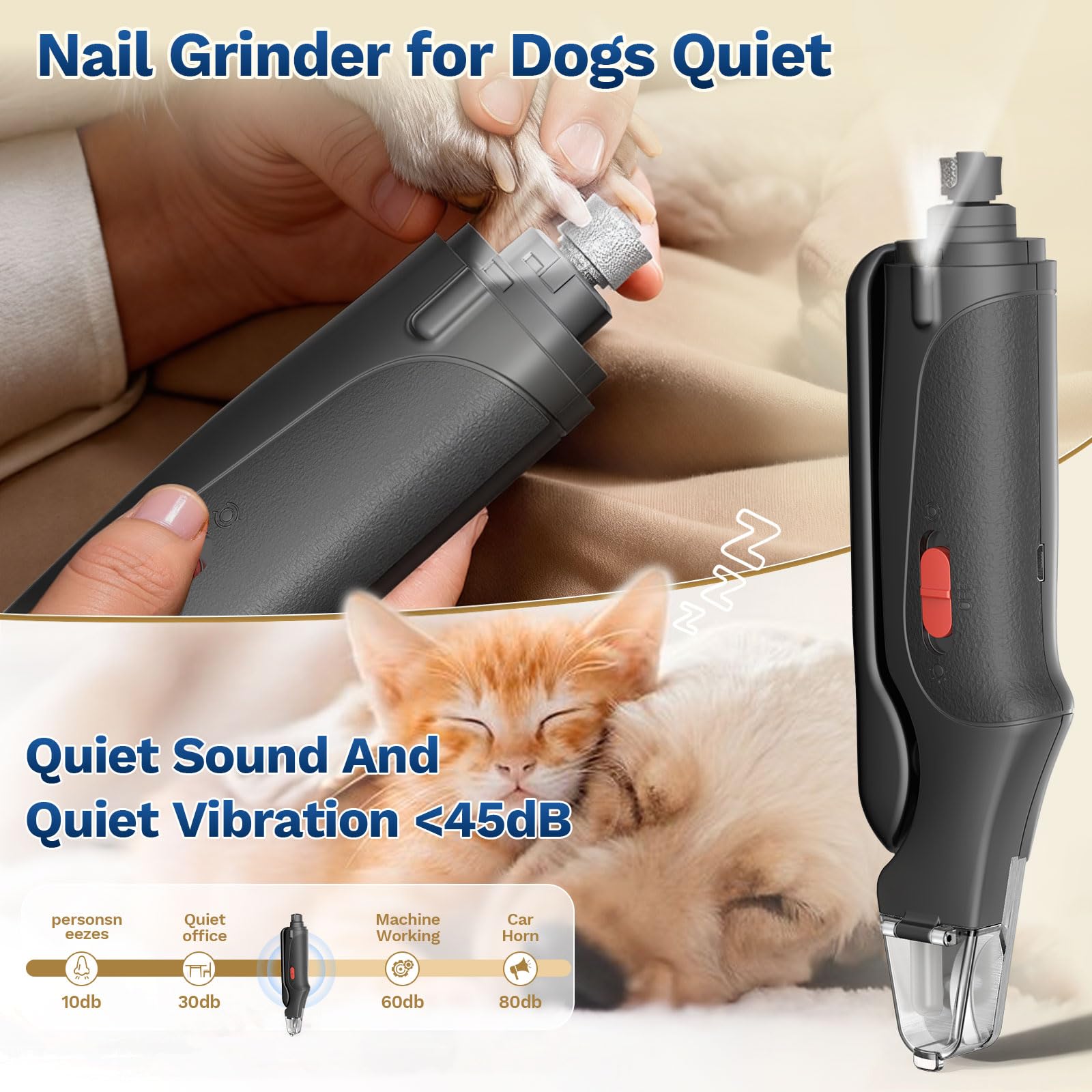 2 in 1 Dog Nail Clippers & Cat Nail Clippers Trimmers for Large Medium Small Dogs Cats Claw Trimmer Quick Sensor and Safety Guard USB Rechargeable Dogs Nail Trimmer with Catcher & 2 LED Lights - image 4