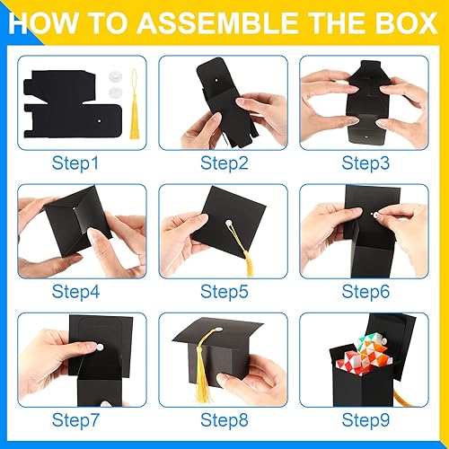 Miniatura 7 de Juego de 24 regalos de graduación para niños, regalos de fiesta de graduación preescolar, incluye 24 cajas de dulces y 24 bloques de cubo de