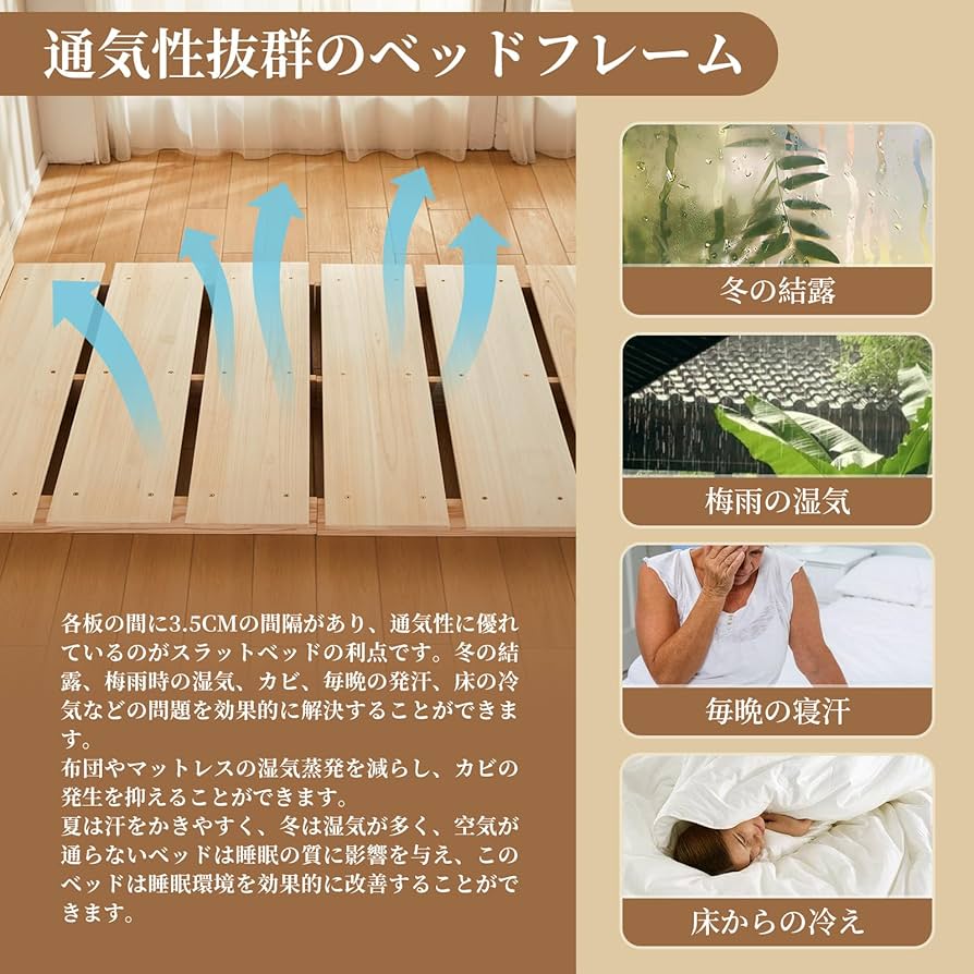 Amazon｜良木久印 ベッドフレーム すのこベッド シングル 付き