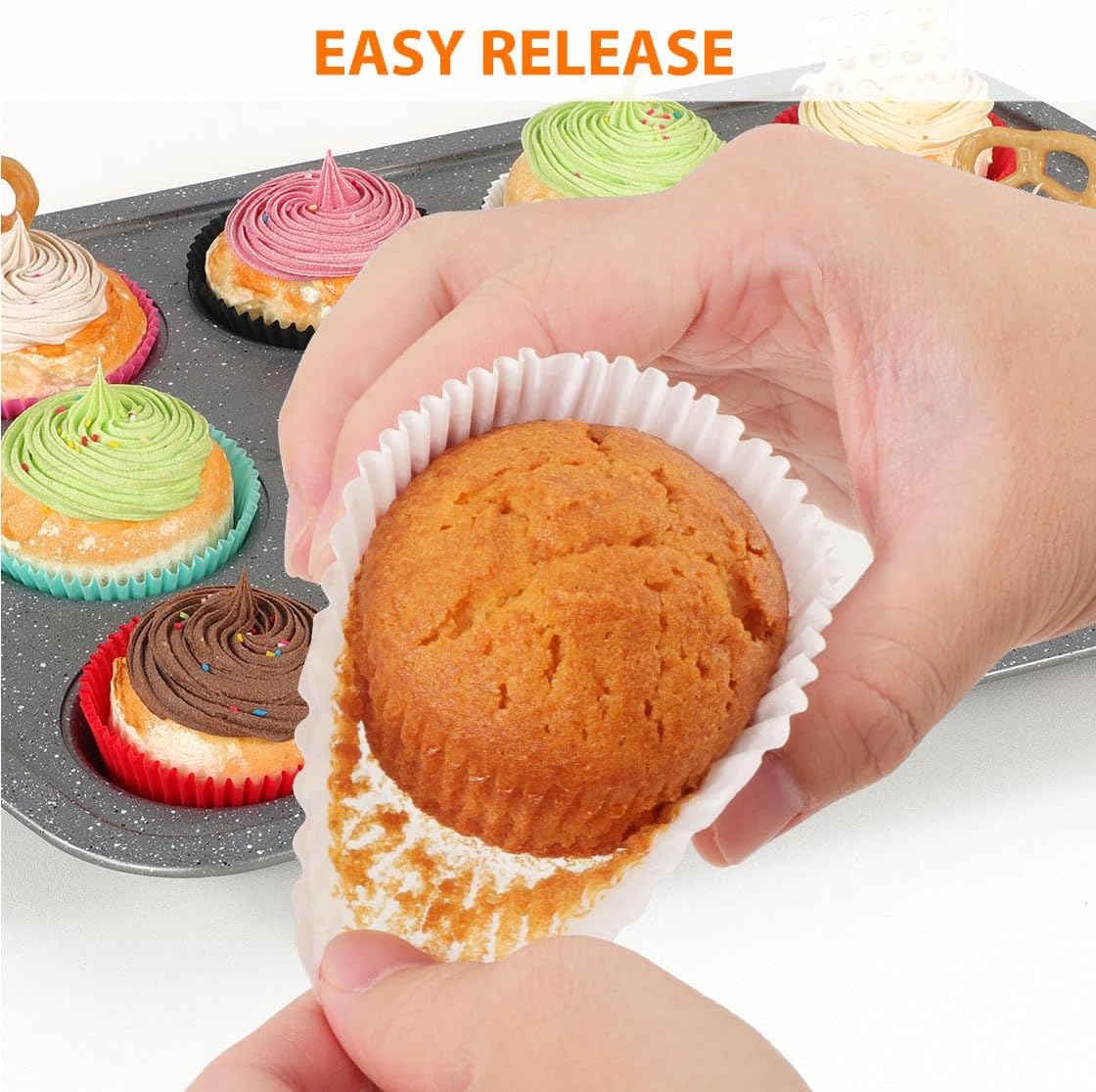 Caperci Standard White Cupcake Liners for Baking 200 Counts - Greaseproof Muffin Baking Cups for Wedding Birthday Party Baby Shower Festivals (White)
